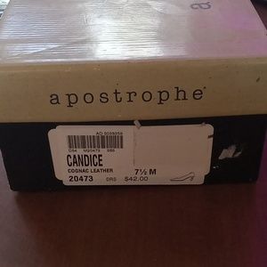 Apostrophe Candice cognac leather heels size 7 1/2 M brand new never worn!